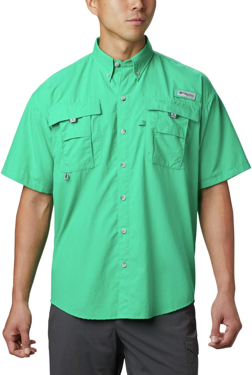 Columbia Men's Standard Bahama Ii Short Sleeve Shirt, Dark Lime, Small