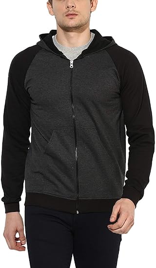 Men's Full Sleeve Hooded Neck Cotton T-Shirt - Black