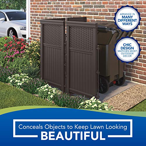 Suncast 4 Freestanding Wicker Resin Reversible Panel Outdoor Screen Enclosure, Brown - Image 5