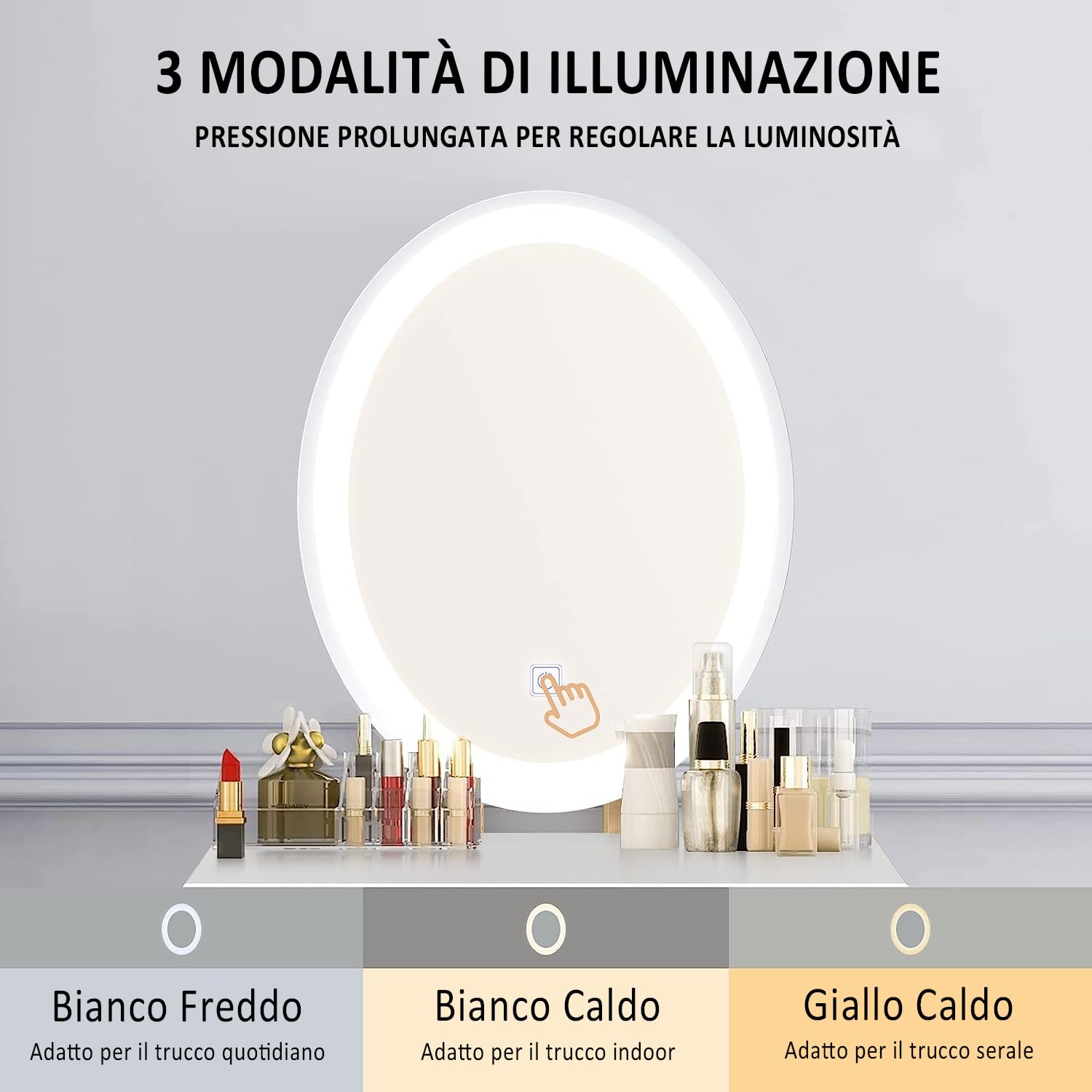 YU YUSING Toletta da Trucco con Specchio Ovale con Luce, Toeletta Trucco