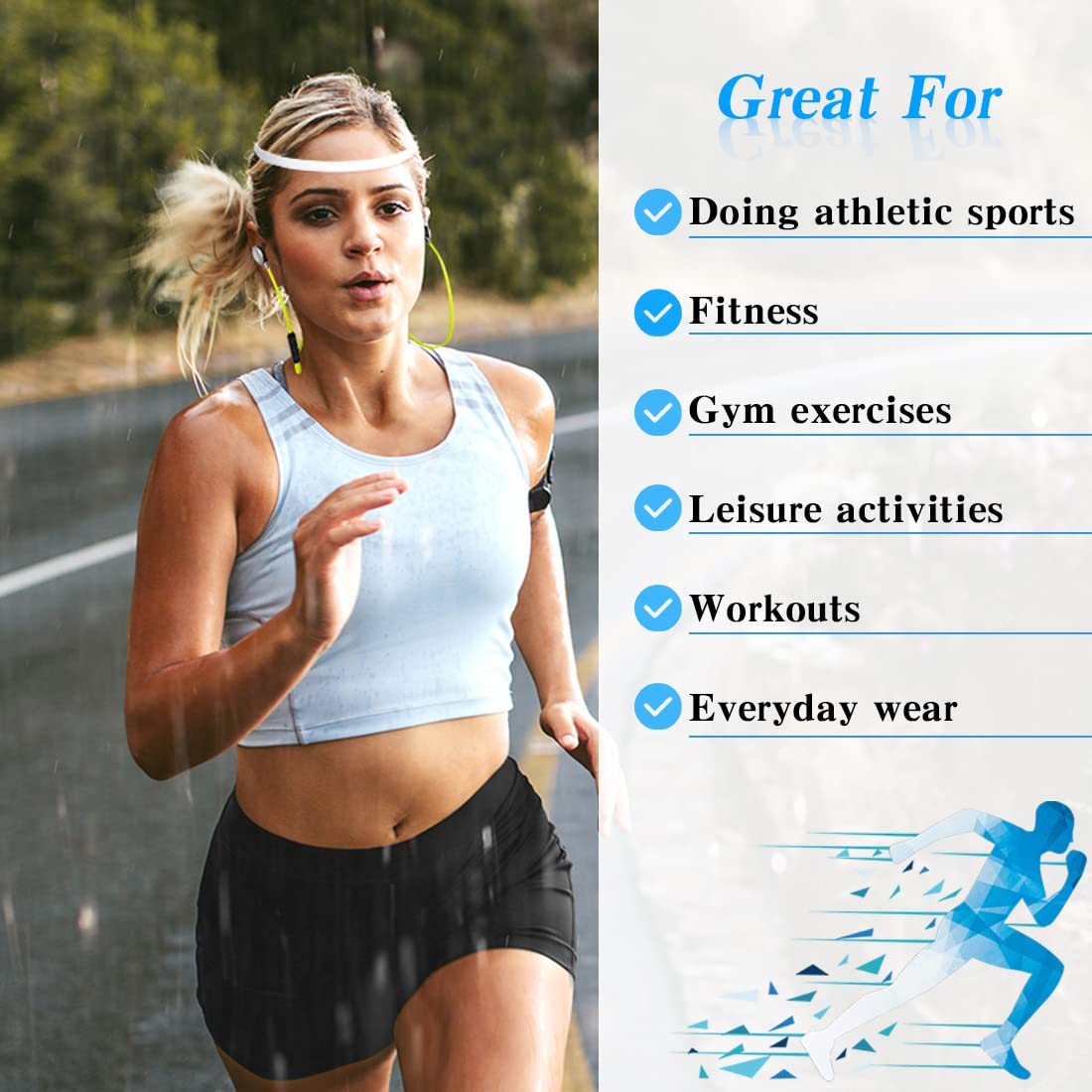 4 Fasce Sportive Capelli FUKPO - Antiscivolo, Elastiche Per Yoga, Corsa, Tennis - Foto 6