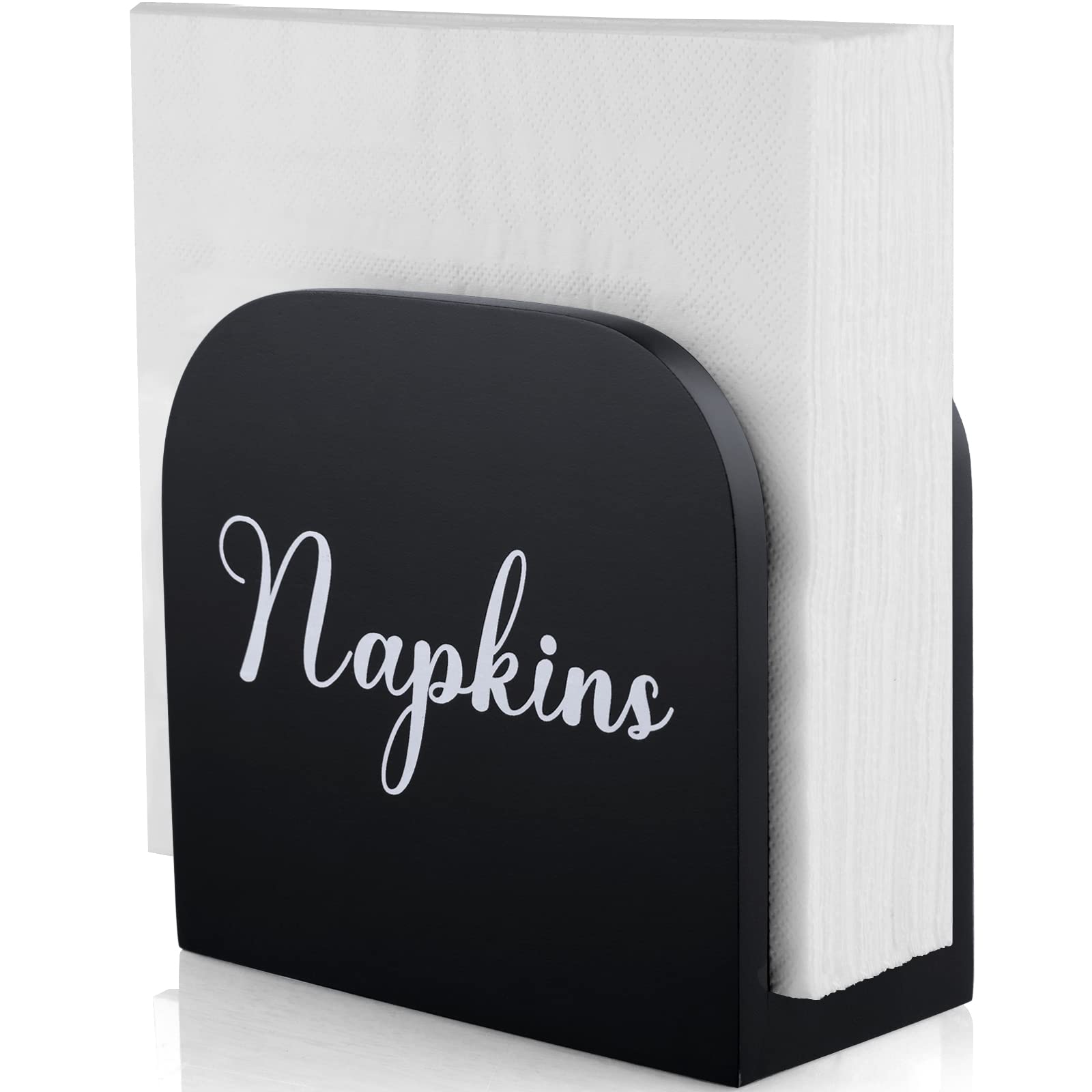 Black Napkin Holder for Table - ALELION Wooden Napkin Holders for Kitchen - Black Kitchen Decor and Accessories for Dining Room Table - Wood Napkin Dispenser