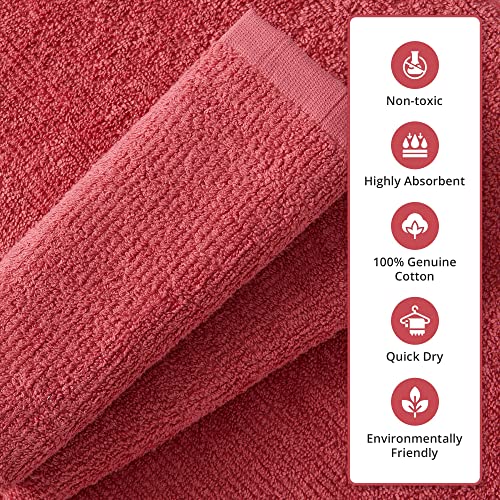 Red Christmas Towels 100% Cotton Textured Bath Towel Set | Ultra Quick Dry Bathroom Towels | Highly Absorbent And Durable Bath Towels | Greenwich Collection (4 Pack Bath Towel, Holly Berry Red) #TOP1