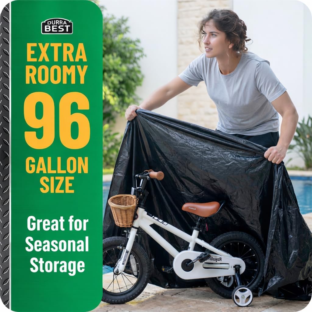 95-96 Gallon Heavy Duty Trash Bags – 1.4 Mil Extra Large 61" x 68" Garbage Bags for Rollaway Cans & Large Outdoor Trash Bins – Tear & Leak Resistant Commercial Liners – 40 Count Black, Made in USA