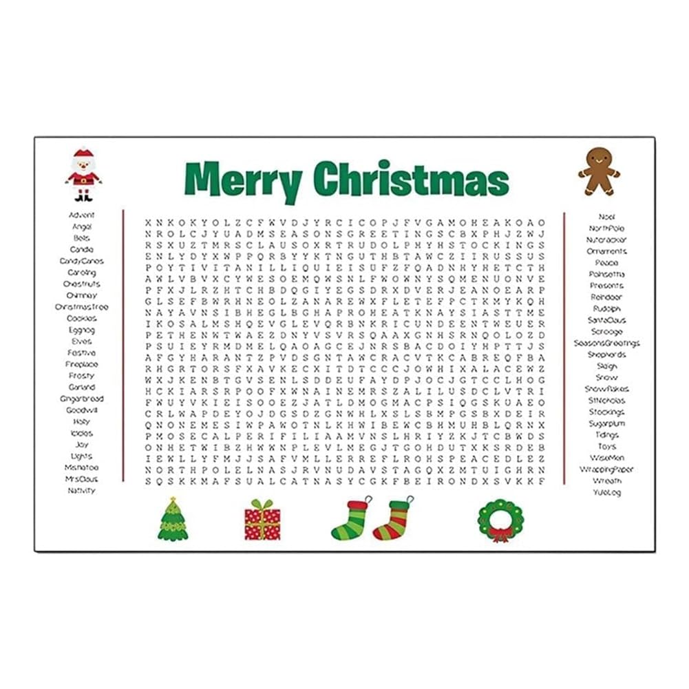 Homaskylynn Christmas Jumbo Word Search Poster, Giant 31.5"X20" Wall Game, Holiday Activity Poster, Xmas Activity Posters For Families, Fun Interactive Xmas Word Find Puzzle Posters For Christma Game(Christmas)