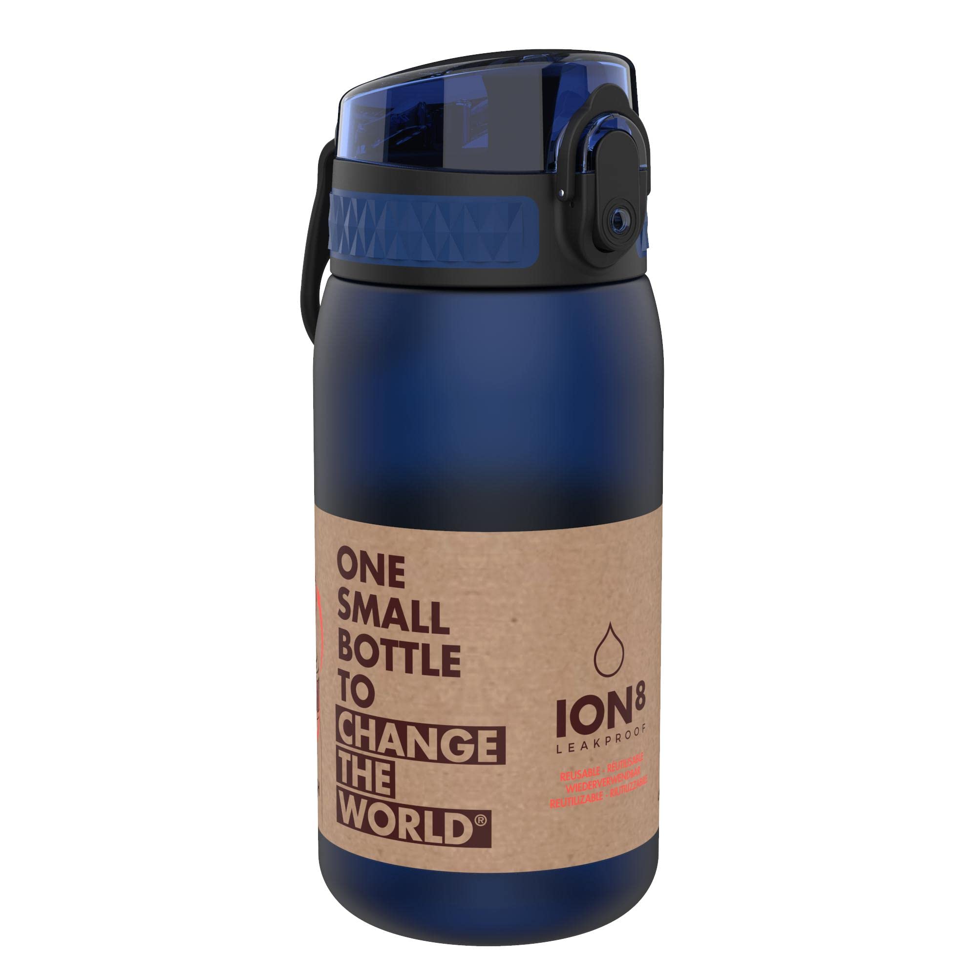 Ion8 Gourde Enfant 350ml Anti-Fuite Verrouillage Sécurisé Sans BPA Bleu Marine
