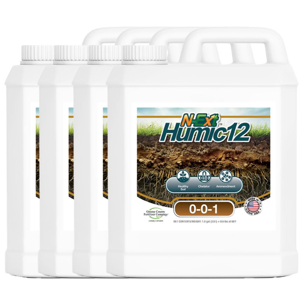 Humic12 12% Humic Acid, 4 Gallons – Lawn bio-Stimulant Covering 56,888 sq ft. Boosts Root Growth, Chlorophyll, Nutrient Uptake, Soil Structure, Water Retention, and Overall Plant Health.