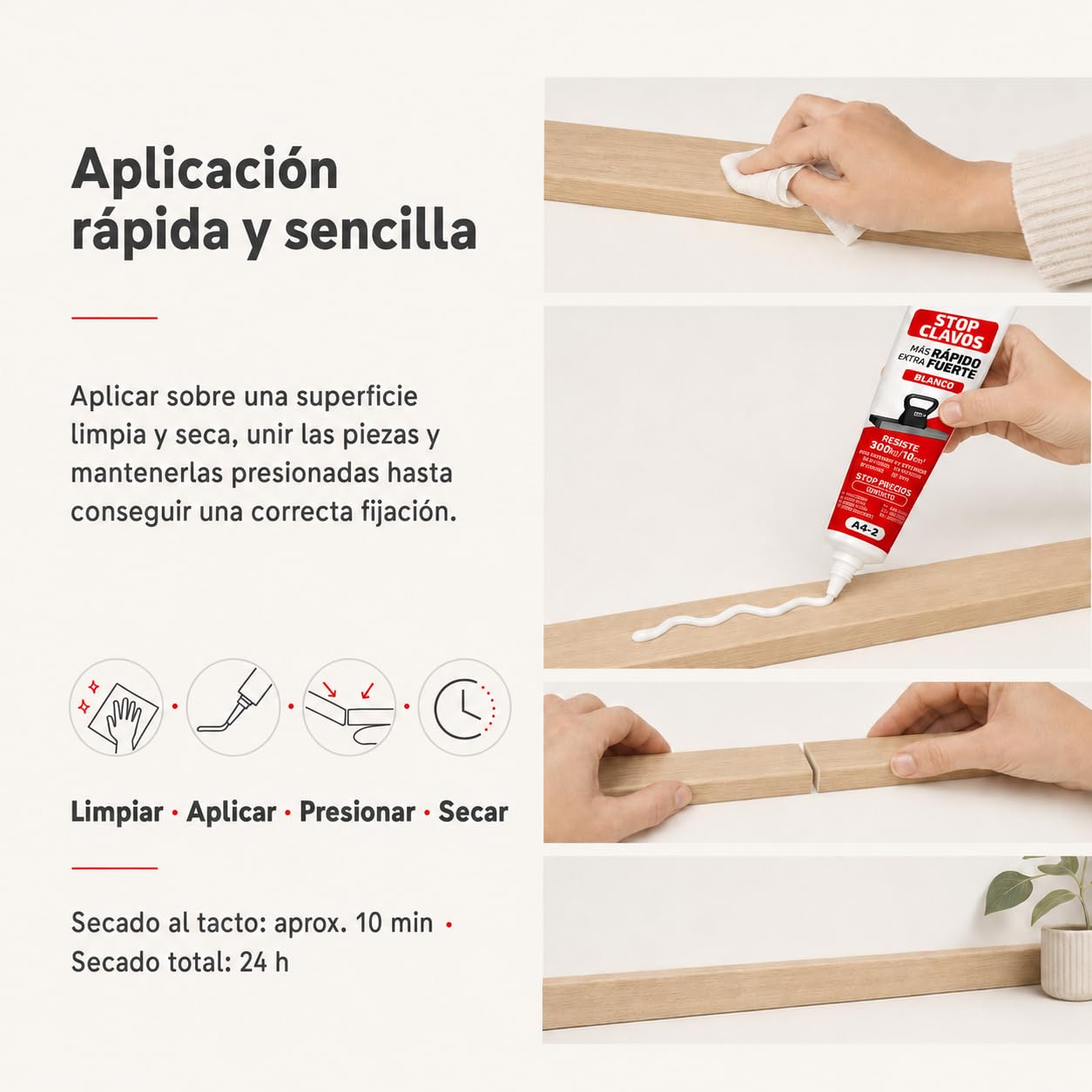 Adhesivo de Montaje Sin Clavos Extrafuerte Blanco 125 ml Multiusos Pack 12