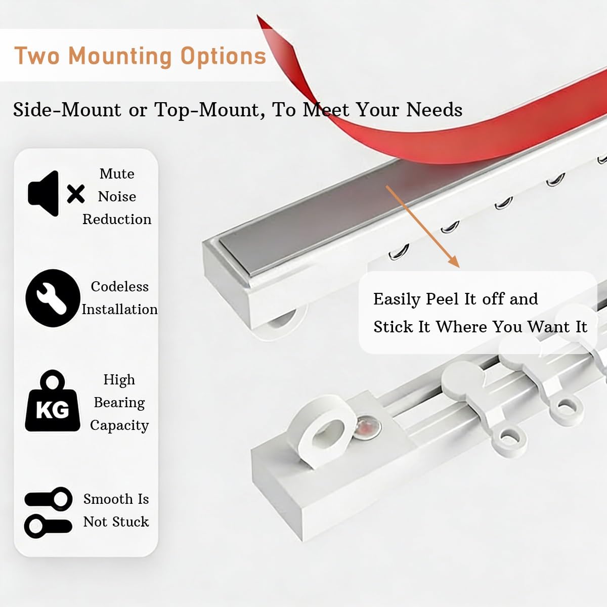 Separador autoadhesivo para techo o pared, 0,4 - 5 m de longitud, ideal para baños y montaje lateral (4,60 m)