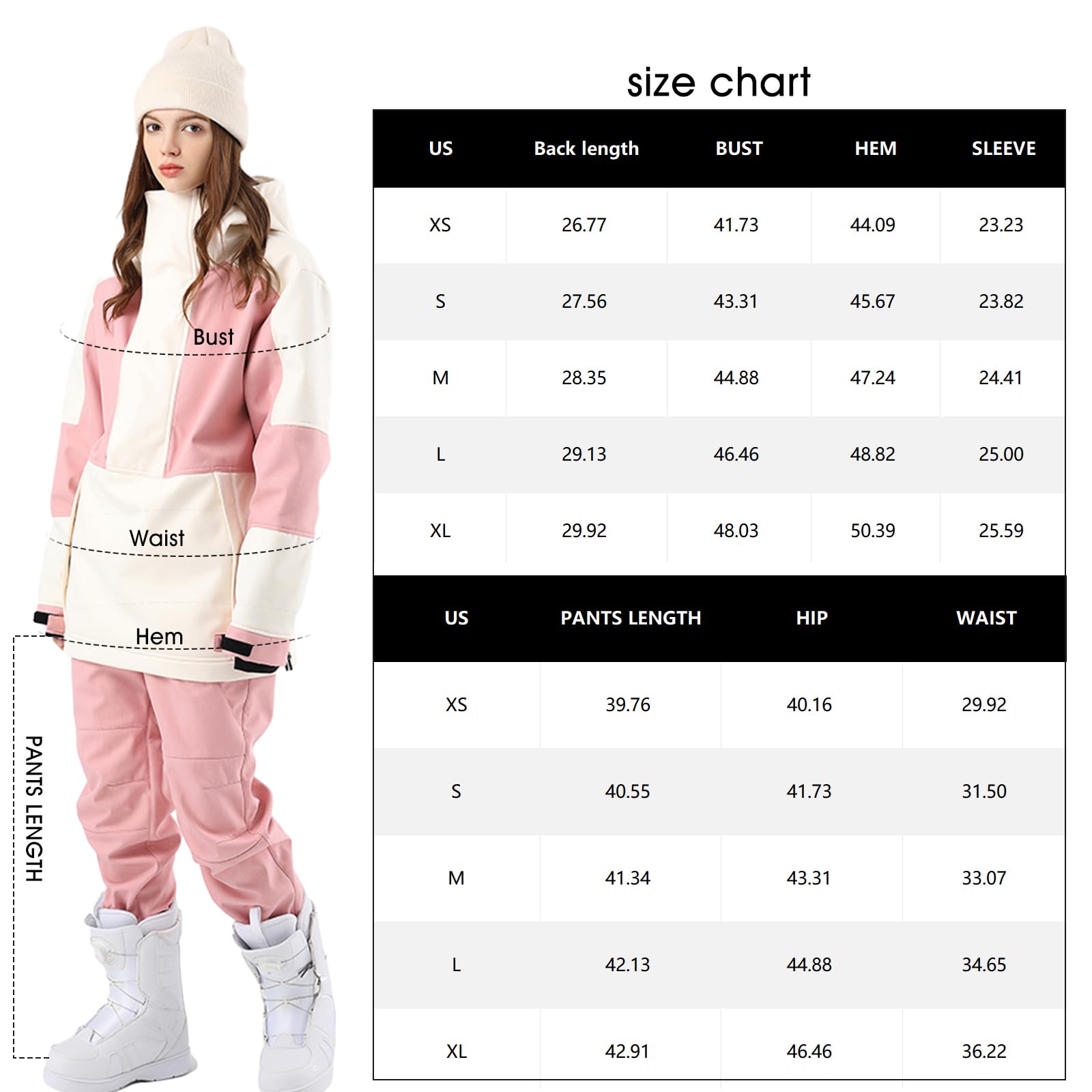 Homme Femme Combinaison de Ski, Ensemble de Vestes et Pantalons de Ski Pour Femme, Combinaison de Ski Hommes Mode Casual Épais Chaud Snowboard Skisuit