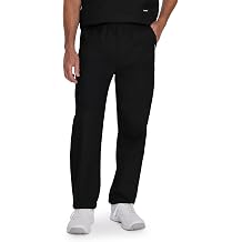 Landau Essentials Mens Relaxed Fit 7-Pocket Straight-Leg Cargo Scrub Pants Classic with Internal Drawstring and Zip Fly 8555 Black