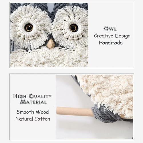 Miniatura 5 de BYVUTE Tapiz de macramé para colgar en la pared, tapiz decorativo hecho a mano, tejido bohemio, adorno bohemio de animales para colgar en la pared,