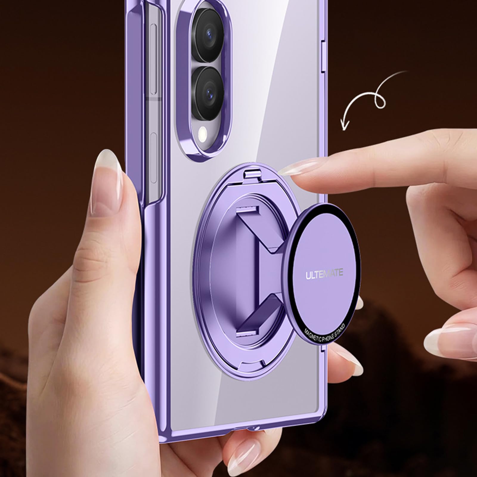 Cover Anti Peeping Per Samsung Galaxy Z Fold 8, Placcatura Trasparente | Rotazione a 360° Supporto Custodia con Proteggi Schermo Anti-Caduta Cerniera Anti Ingiallimento Guscio