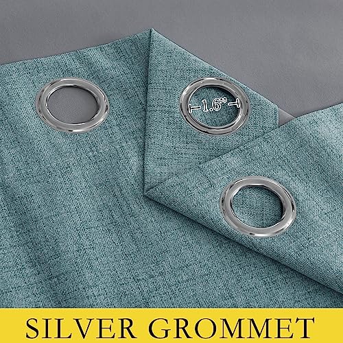 NICETOWN 100% Absolutely Blackout Linen Curtains with Thermal Insulated Liner, Skylark Blue, 62" Wide, 84" Length Energy Saving Curtains for Living Room 2 Panels Set, Vertical Blinds - image 7