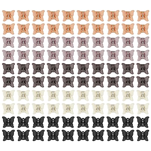 YISSION Mini Butterfly Hair Claw Clips for Girls, Toddlers, Babies, and Women - Cute 90s Y2K Hair Accessories with 100 Assorted Small Claw Clips
