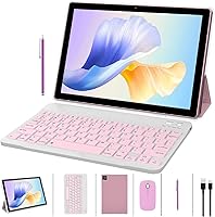 Vista 1 de ZZB 2 in 1 Tablet with Keyboard Case Mouse Stylus Pen, 10 inch Tablet Android 15.0 Tablets PC Set, 8GB RAM+64GB ROM Tableta Computer 10.1" IPS Rosado