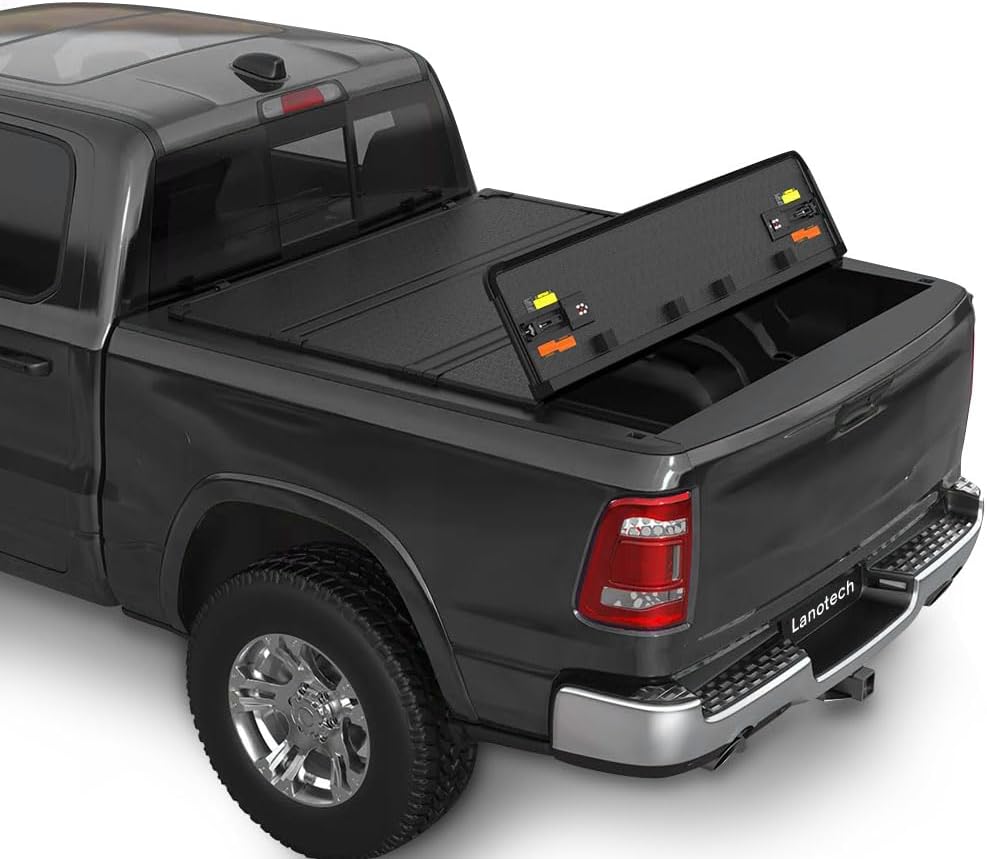 Heavy Duty Aluminum Truck Bed Tonneau Cover for 2009-2014 Ford F-150 Standard Short Bed (5.5' / 66") – Not Flareside | Hard 4-Fold | Textured Black | 400LB Load Capacity | Built-in LED Light