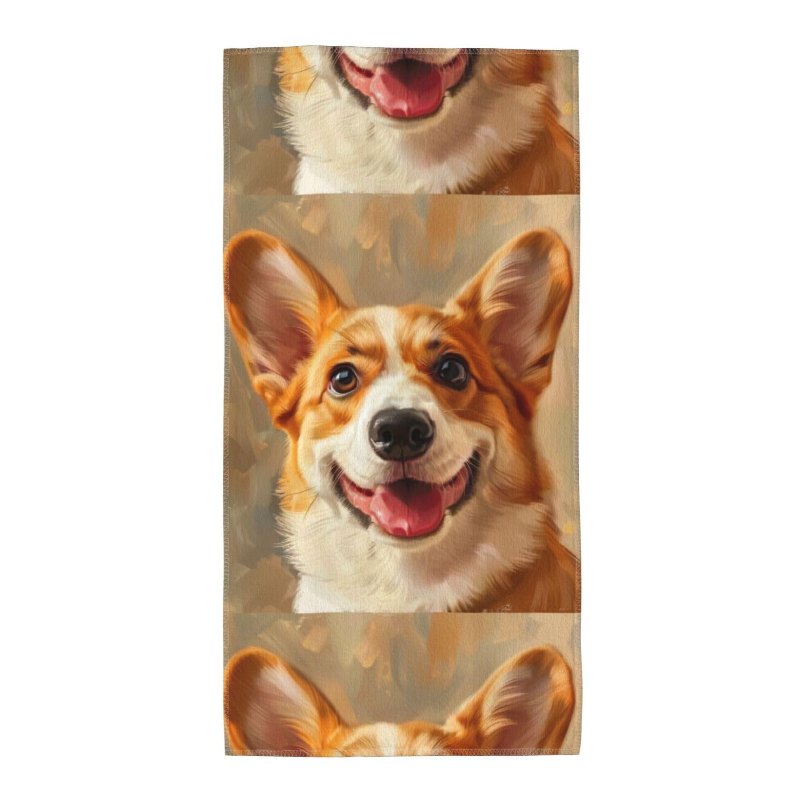 Cbaaghh Cute Corgi Print Towel, Towels Thick Face Towels Fast Drying Washcloth For Bath, Spa, Gym