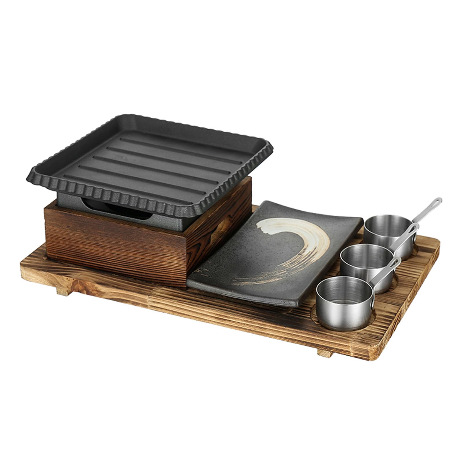UGCER Portable BBQ Grill Korean Japanese Tabletop Barbecue Grill Charcoal BBQ Oven Alcohol Stove for Indoor Dining Table, Camping,C