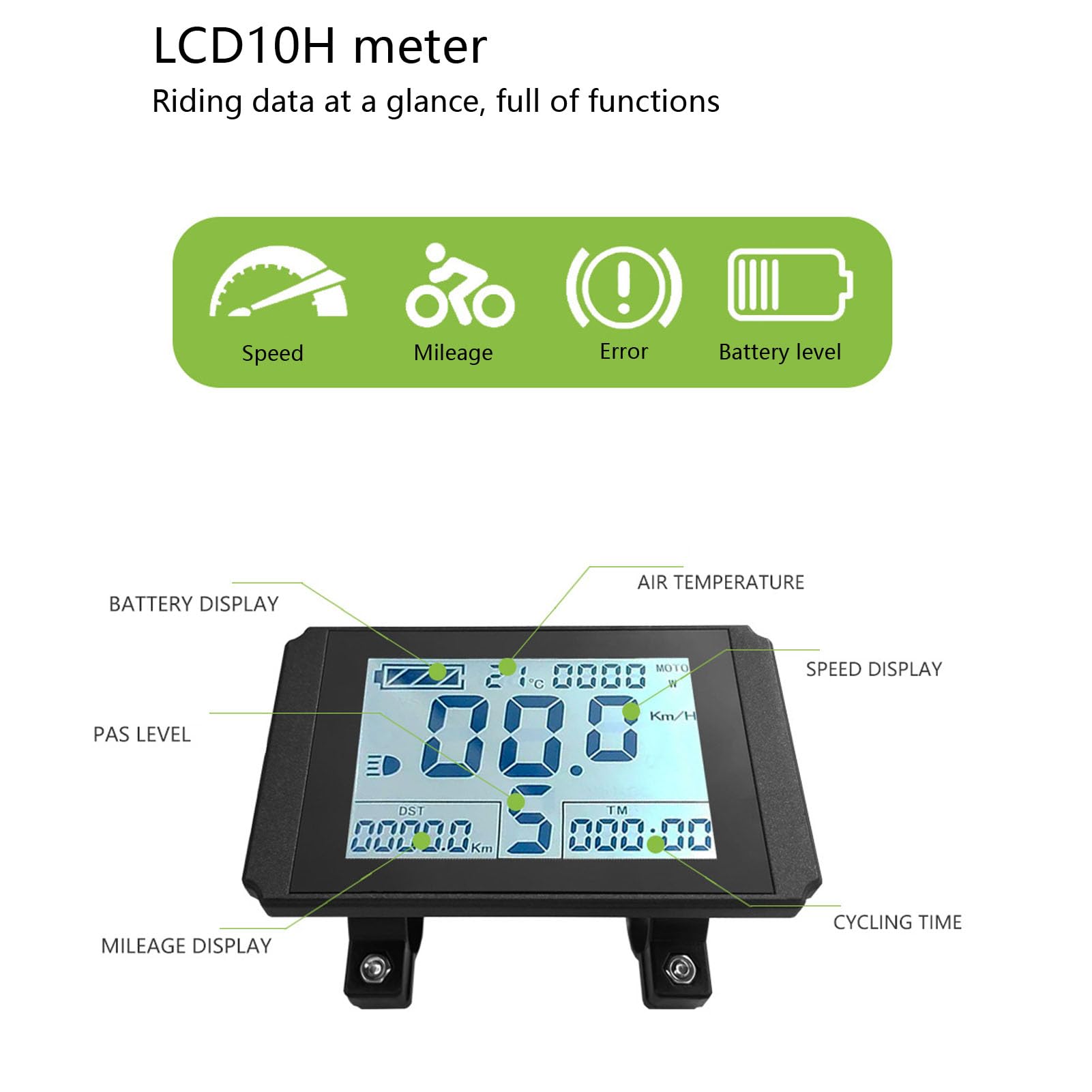 Kit de controlador de scooter eléctrico, controlador de agua de 15 A con pantalla LCD10H y acelerador de pulgar 130X, kit de conversión completo para scooters eléctricos con motor