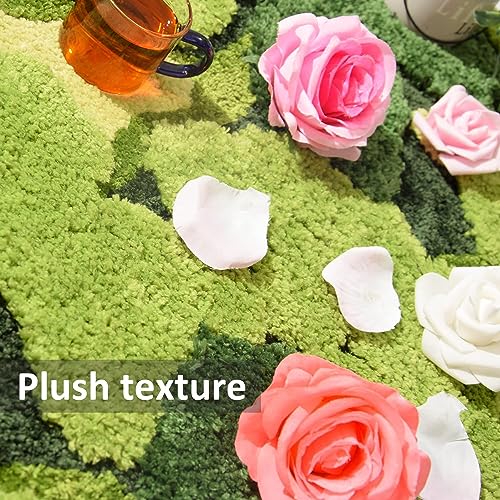 Hifuwan Cute Green Moss Shag Bathroom Rugs, Plant Bath Mats, 20 x 32 Inch — view 5