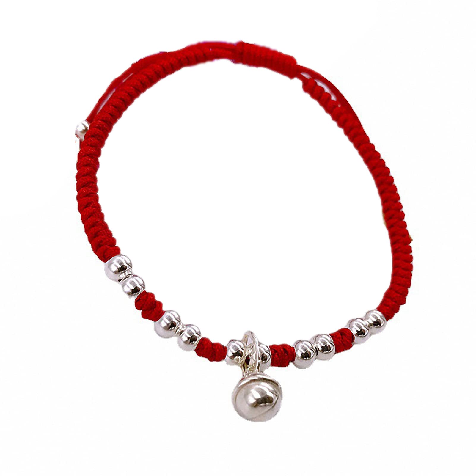 Protection Bracelet for Women and Men Real 925 Sterling Silver Lucky Bell Amulet Red Rope Bracelet Handmade String Adjustable Jewelry Gift