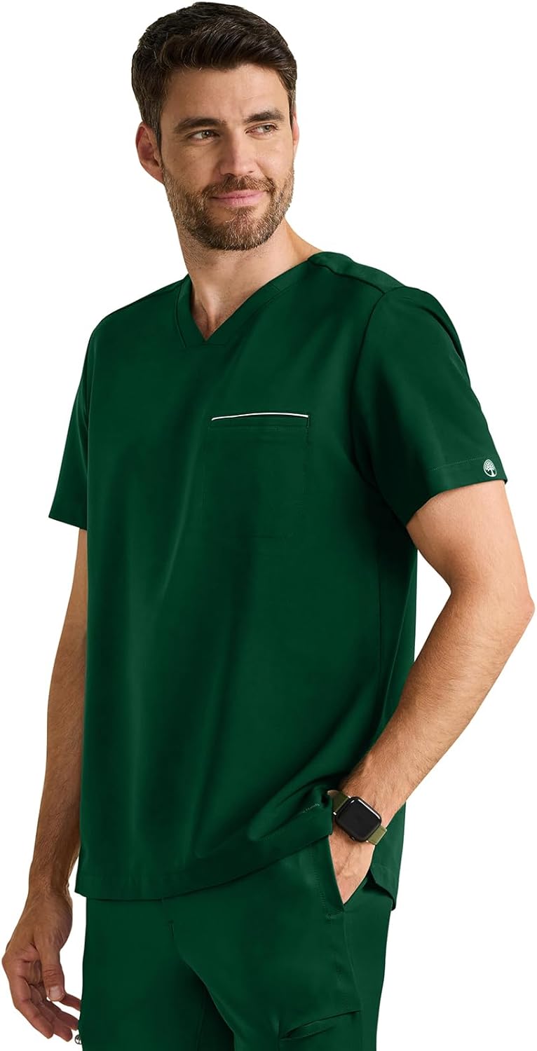 Healing Hands Men's Medical Scrub Top Spencer with 1 Pocket, Moisture Wicking, 360° Stretch & Recycled Fibers - 2381