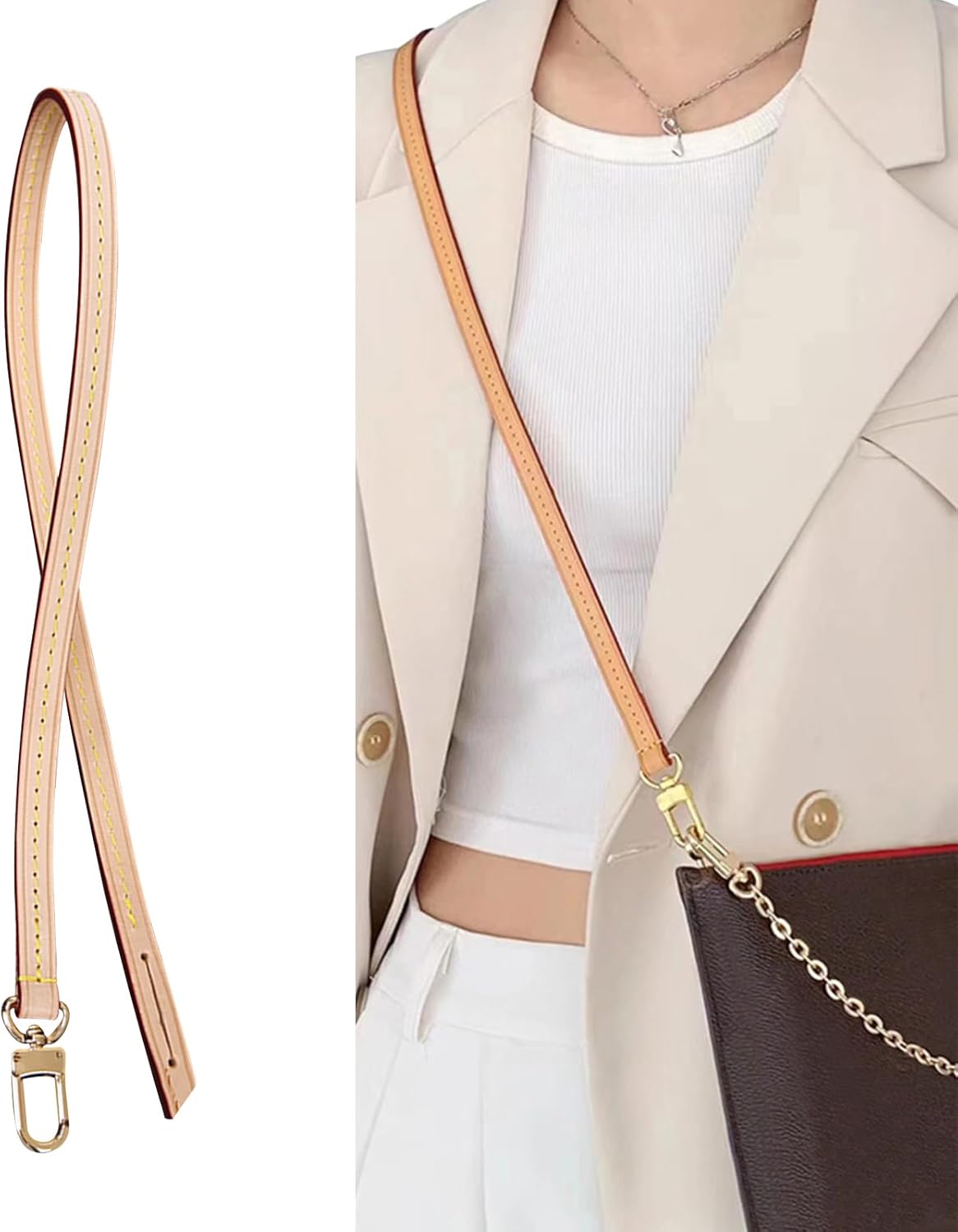 Genuine Vachetta Leather Shoulder Bag Strap Replacement for Handbag or Purse(APRICOT-Width:0.39in&Length:35.4in,Single Buckle)