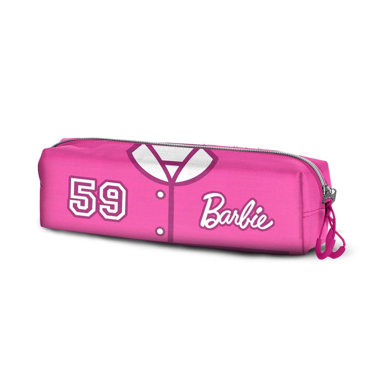 Karactermania Barbie Varsity-Fan Square Pencil Case 2.2, Pink, 22 x 9 cm