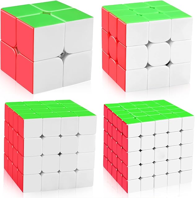 D-FantiX Speed Cube Set, Moyu Meilong MF2S 2x2 MF3S 3x3 MF4S 4x4 MF5S 5x5 Stickerless Speed Cubes Bundle with Gift Box