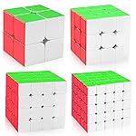 D-FantiX Speed Cube Set, Meilong MF2S 2x2 MF3S 3x3 MF4S 4x4 MF5S 5x5 Stickerless Speed Cubes Bundle with Gift Box