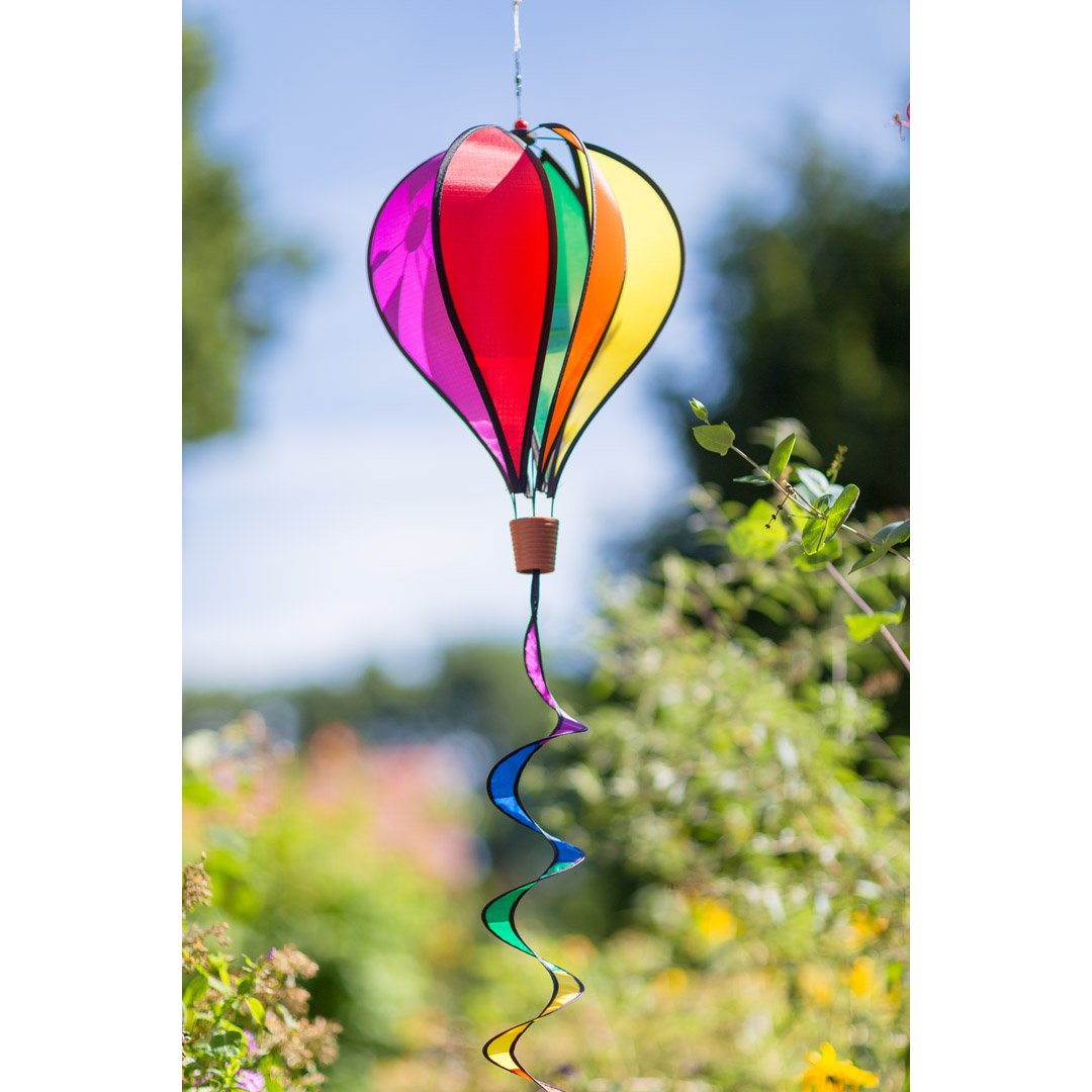 HQ Design Windspiration - Hot Air Balloon, UV-beständige und wetterfeste Windspiel Deko für Garten, Terrasse und Balkon - inkl. Aufhängung (Rainbow, Hot Air Balloon Twist)