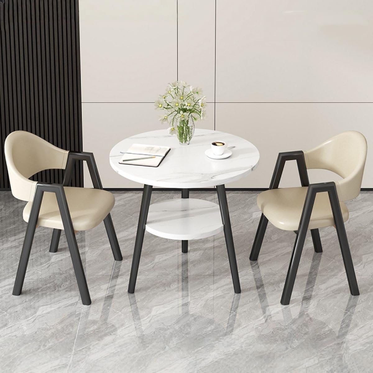 Office Reception Desk and Chair Set, Small Dining Table with Chairs, Business Coffee Leisure Table and Chair Set for Lounge, Living Room, Kitchen, Cafe, Small Spaces