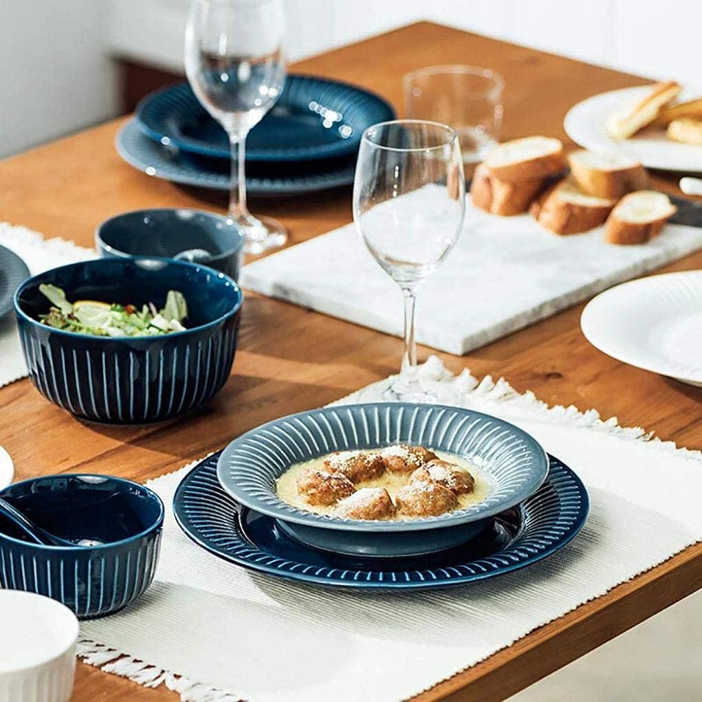 Set da tavola, Set da tavola in Ceramica da 12 Pezzi, Set da tavola in Porcellana Blu e Bianca, Adatto per 4 Persone(