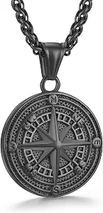 Men's Compass Pendant Necklace, Nautical Compass Necklace for Men