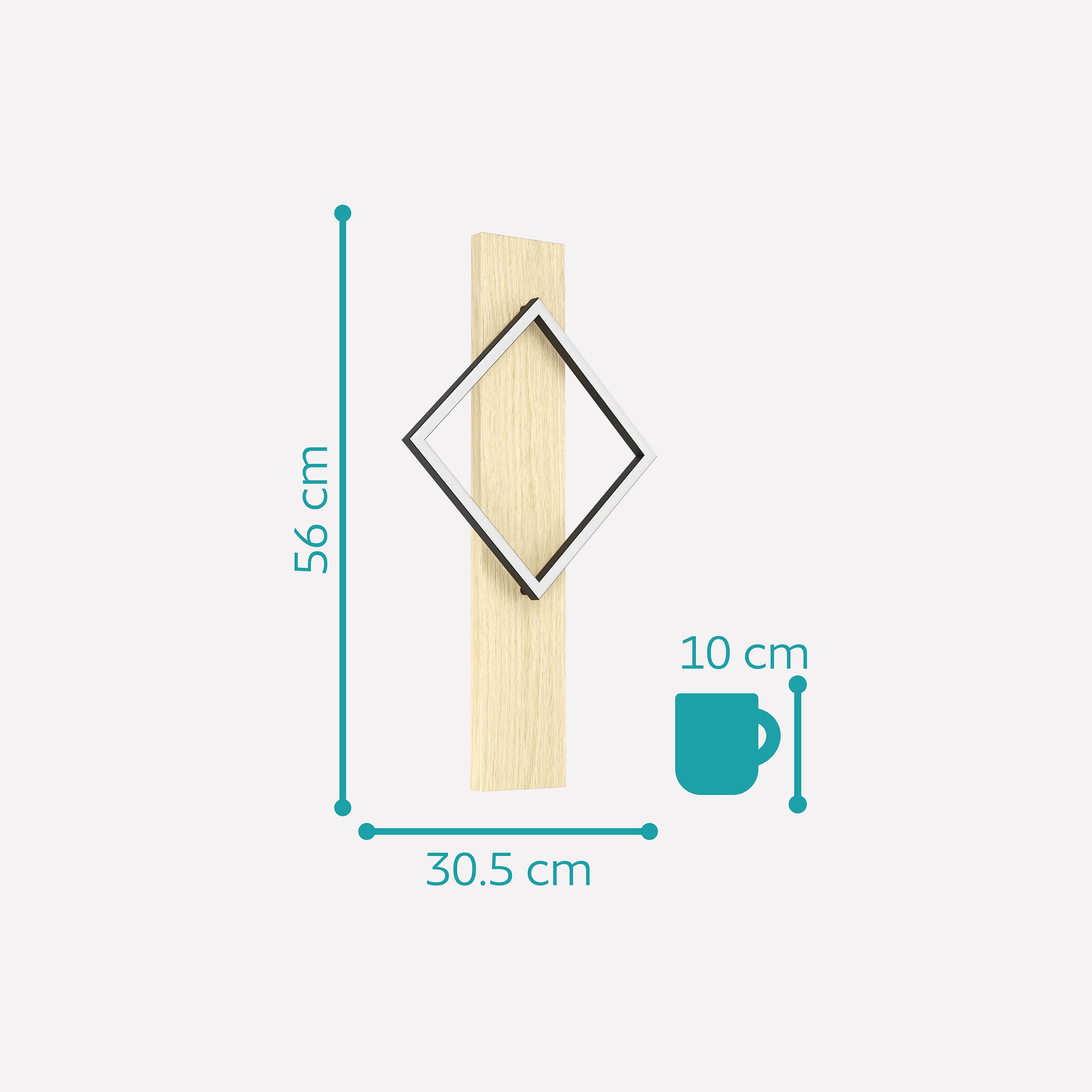 EGLO LED Wandlampe innen Boyal, Wandleuchte mit Holzbalken | Flurlampe Wand aus einem hellem Holz und schwarzem Metall, Wandstrahler FSC zertifiziert, warmweiß, 56 cm