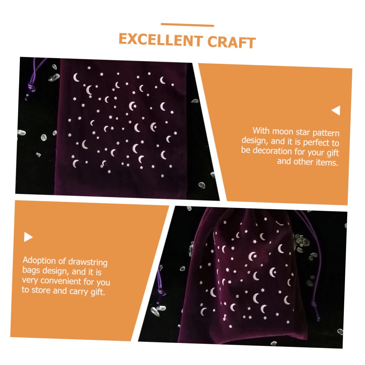 BRIGHTFUFU Moon Star Drawstring Bag Large Tarot Cards Storage Bag Decorative Jewelry Organizer