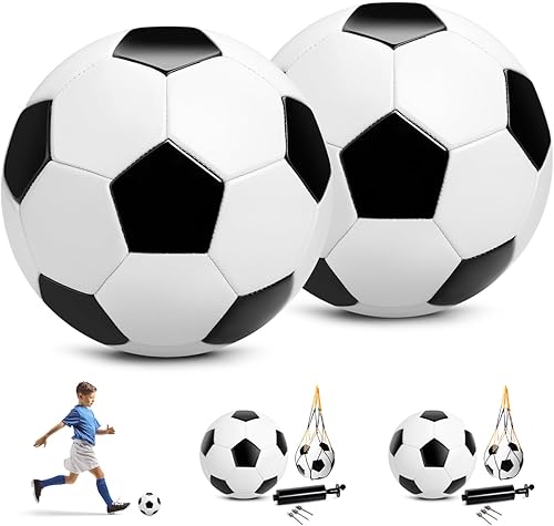 Soccer Ball Size 2 Size 3 Size 4 Size 5 for Kids with Pump Deflated, Stocking Stuffer Christmas Child Shoebox Gift, 1 Pack 2 Pack Cartoon Soccer