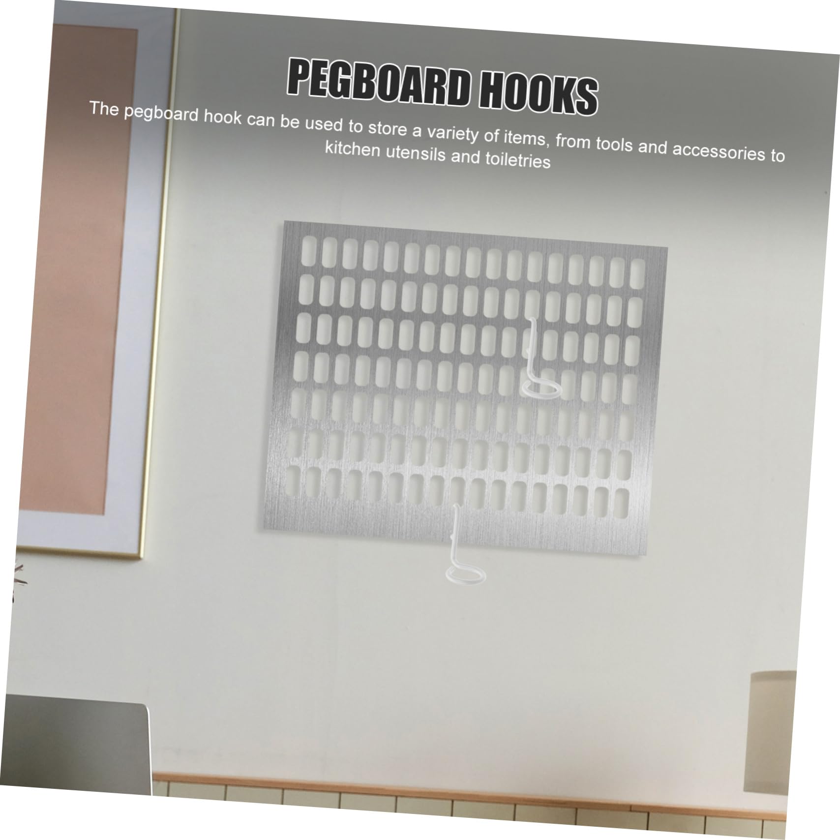 Hohopeti Small Iron Pegboard Hooks 2 Pack Key Hangers Utility Hangers for Kitchen Home