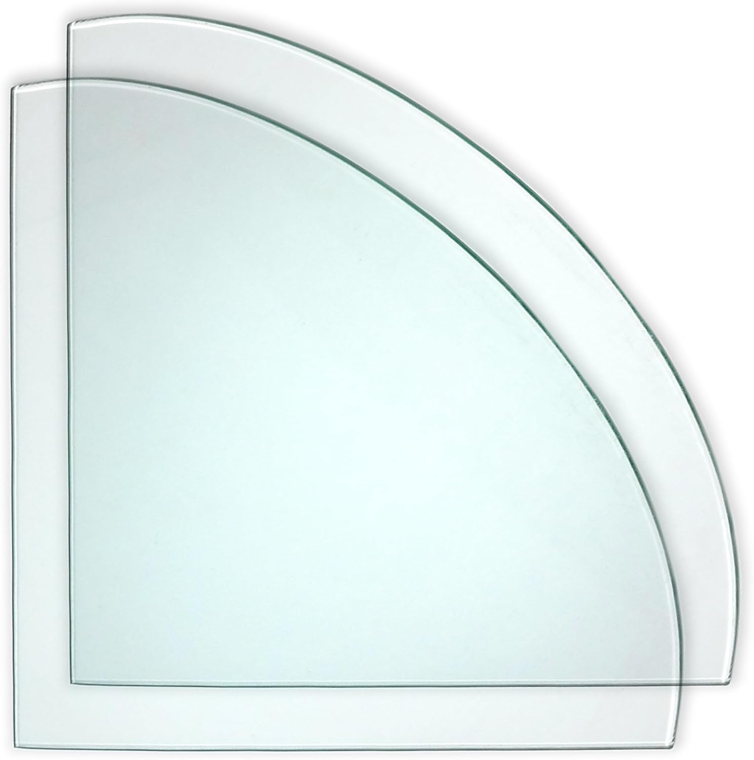 STORE FIXTURES DIRECT Corner Tempered Glass Panels for Glass Cube Displays, Quarter Round Glass Shelving Displays, 12" W x 12" L x 3/16" Thick, 2 Pack