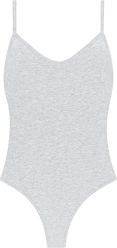 Ethika Women Bodysuit Stretch with Form Fitting Design (Light Heather,L)