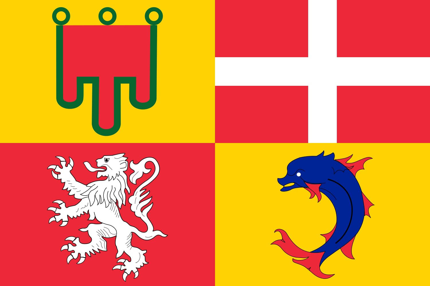 Drapeau Auvergne-Rhône-Alpes grand modèle pour mât pavillon extérieur 90x150