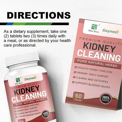 Miniatura 5 de Tableta de limpieza renal, restauración renal y suplemento de salud renal para apoyar riñones y tracto urinario saludables, 60 tabletas