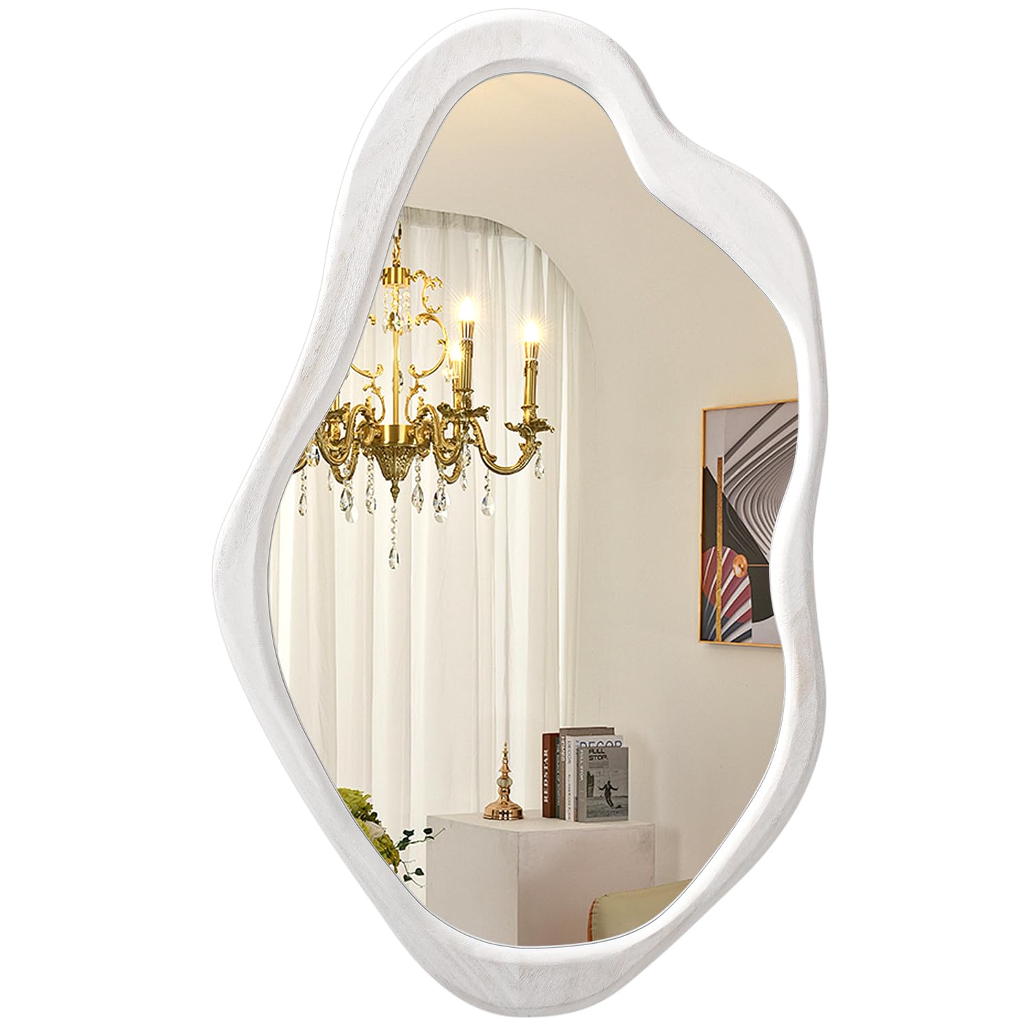 AOAOPQ Irregular Wall Mirror Asymmetrical Small Decorative Modern Mirrors for Bathroom Bedroom Living Room Entryway Cloud Frameless Wall Mounted Brown