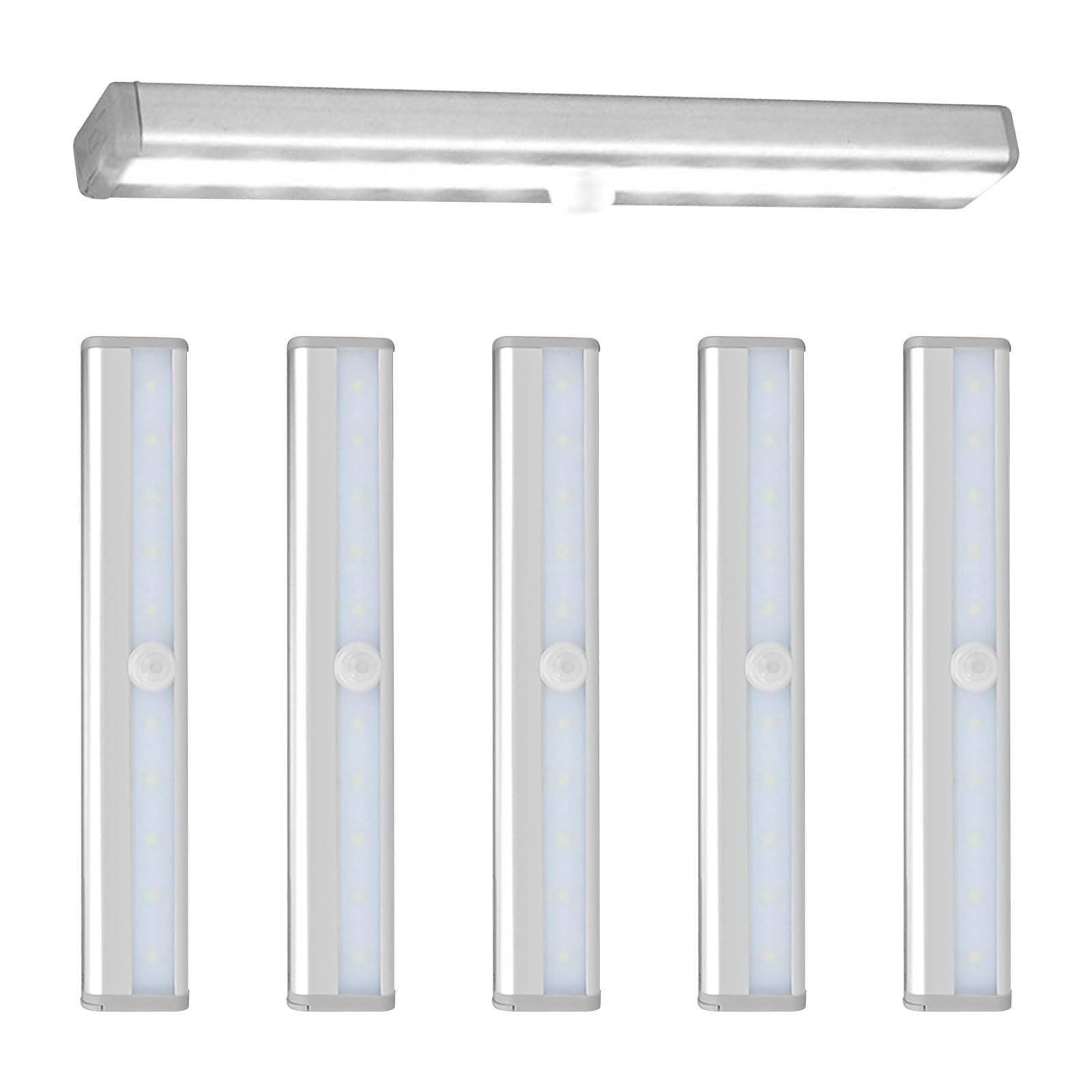 Taśma świetlna LED z czujnikiem ruchu, ciepłe światło, aktywowane ruchem, światła krokowe do kampera, światła z czujnikiem ruchu, 10 diod LED, bezprzewodowe oświetlenie podszafkowe, z paskiem