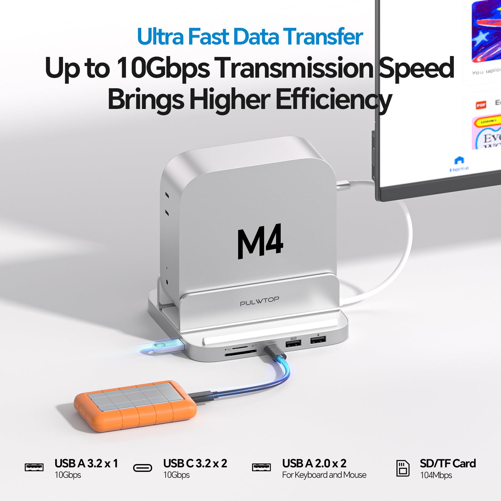 Amazon | PULWTOP 9 in 1 USB C ハブ Mac Mini M4/ M4 Pro 2024用