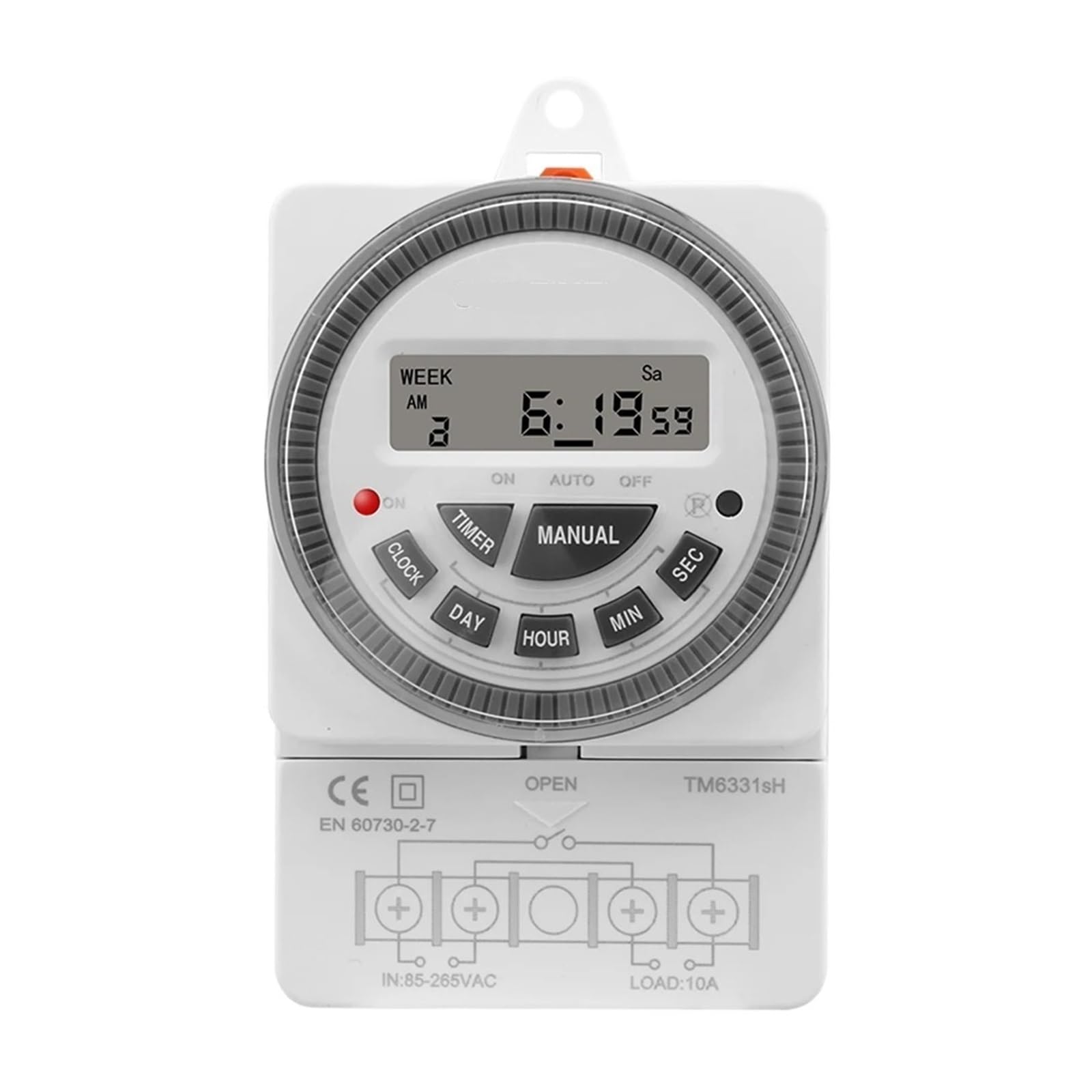 Interruttore temporizzatore programmabile Intervallo di 1 secondo Alimentazione 220 V CA 7 giorni settimanali Illuminazione elettronica digitale programmabile Interruttore timer giornaliero con coperc