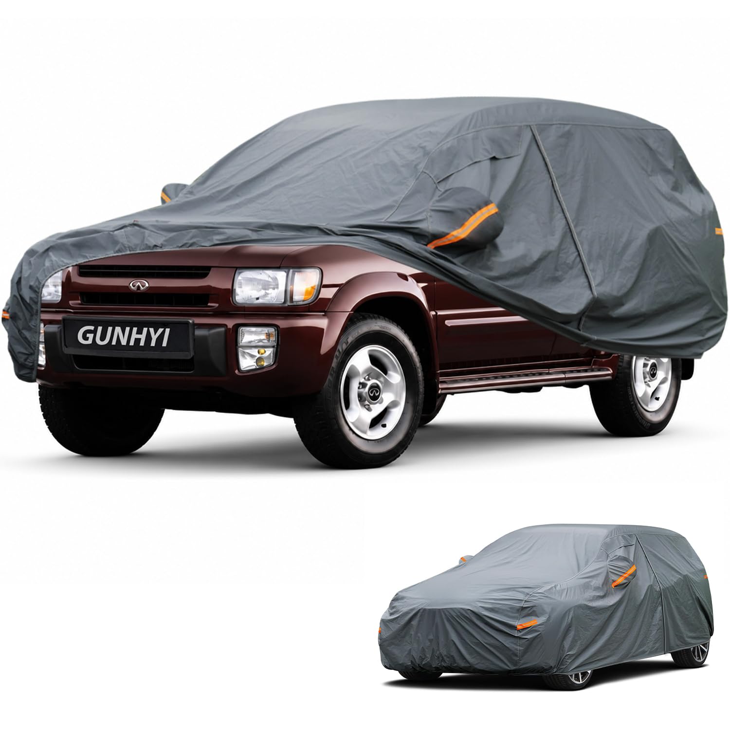 GUNHYI Premium Car Cover Custom Fit Infiniti QX4, 16 Layers Heavy Duty Car Cover Waterproof All Weather with Zipper Door for Sun Rain Snow Dust Uv Protection