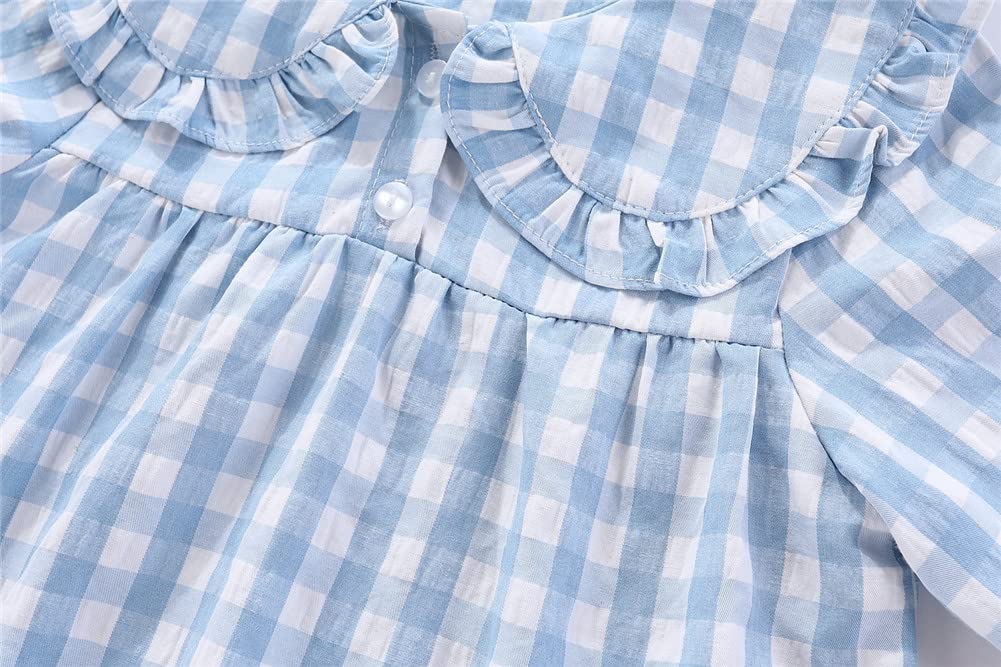 Mud Kingdom Muchachas Vestido a Cuadros con Cuello Vuelto de Manga Larga