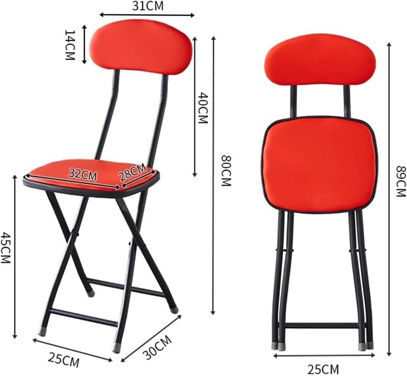 Padded Folding Chair Easy Store Metal Frame Office Bedroom Seating Compact Design for Kitchen Home and Outdoor Use Black(Black)